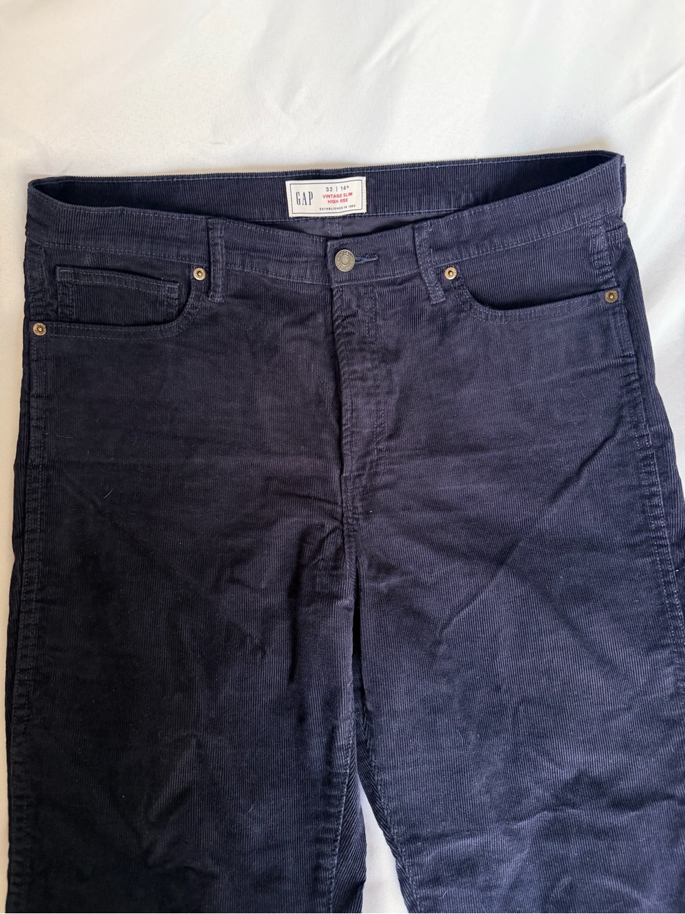 Gap Vintage Slim High Rise Navy Corduroy Pants Size 32